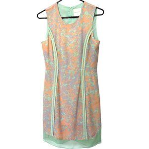 Line & Dot Sleeveless Silk Dress Pastel Colors Size Small Summer Office Brunch